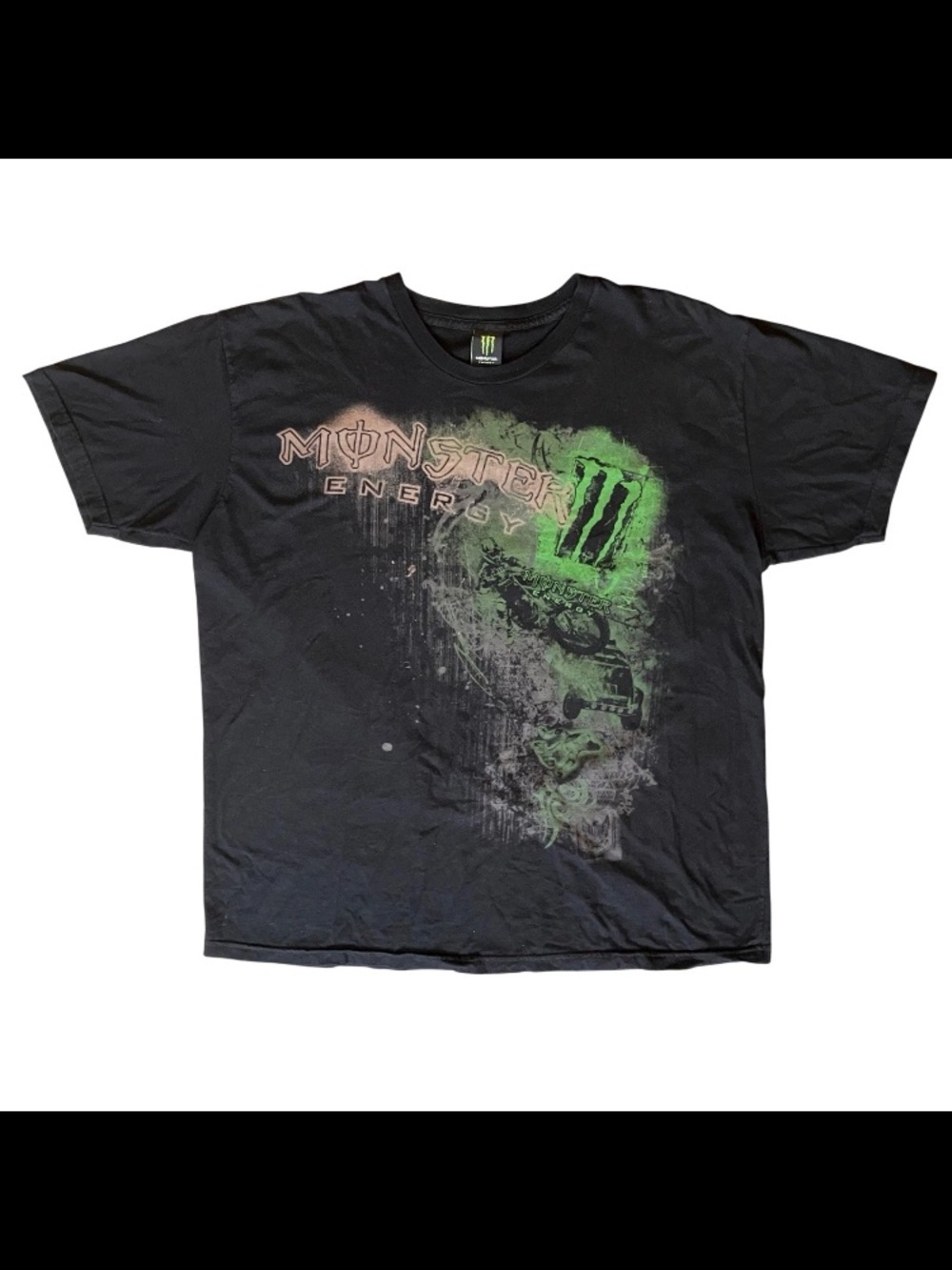Monster Energy Mens Graphic T-Shirt Black Off-Road Racing 3XL Y2K